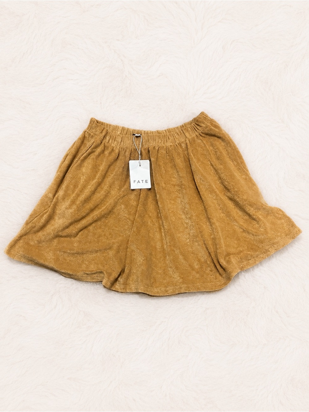 Fate Mustard Gold Terry Mini Skirt